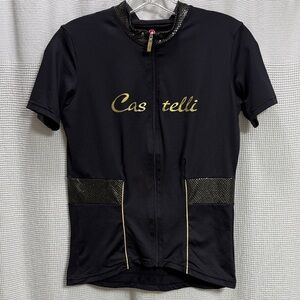 Castelli Black and Gold Cycling Jersey SZ L Youth 12 bling snake reptile biking